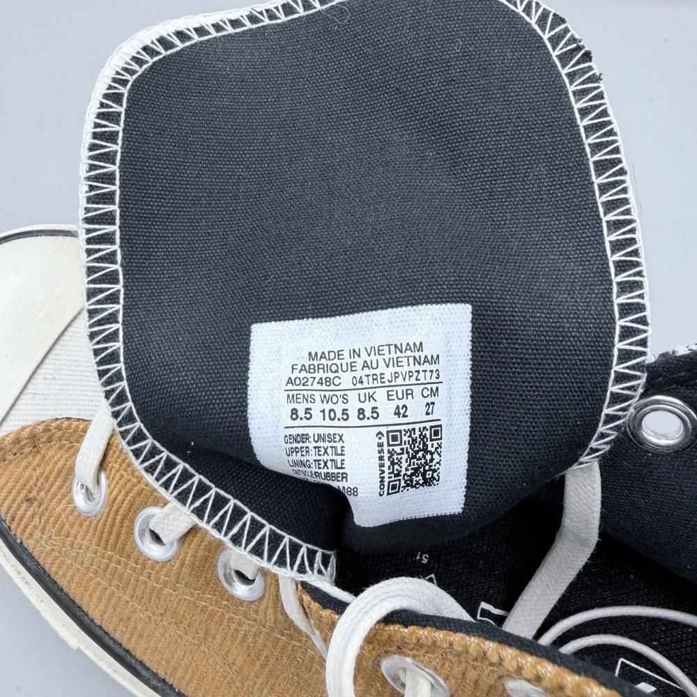Converse Two-Tone High Top Sneakers in Brown, Black & White - Picture 4 of 4